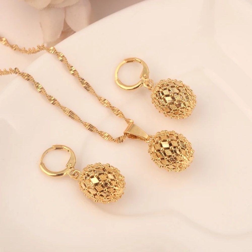 New- Gold Jewelry Set for Women, Dubai Gold Plated Jewelry Set, Gold Necklace